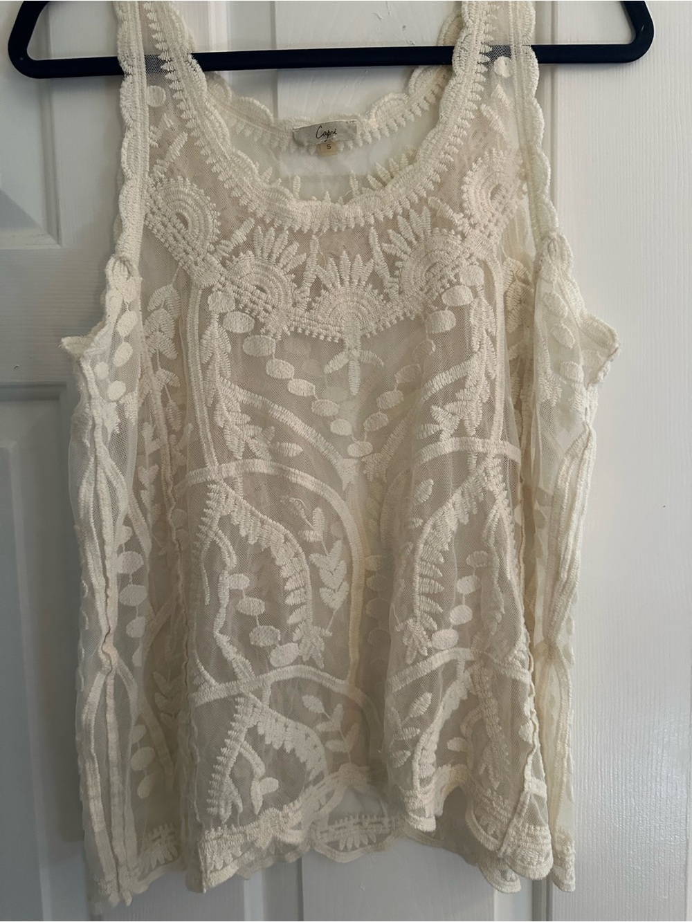 Cupshe Ivory Crochet Embroidered Sleeveless Tank